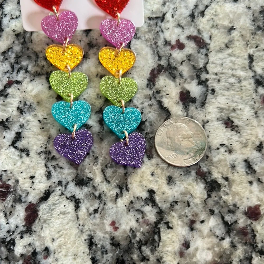 New Rainbow Heart Earrings